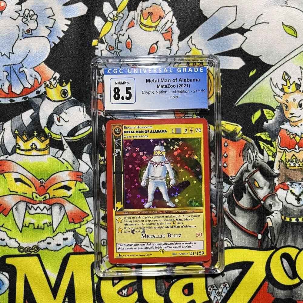 Metazoo Metal Man Alabama NM Mint + 8.5 CGC Full Holo Cryptid Nation 1st Edition